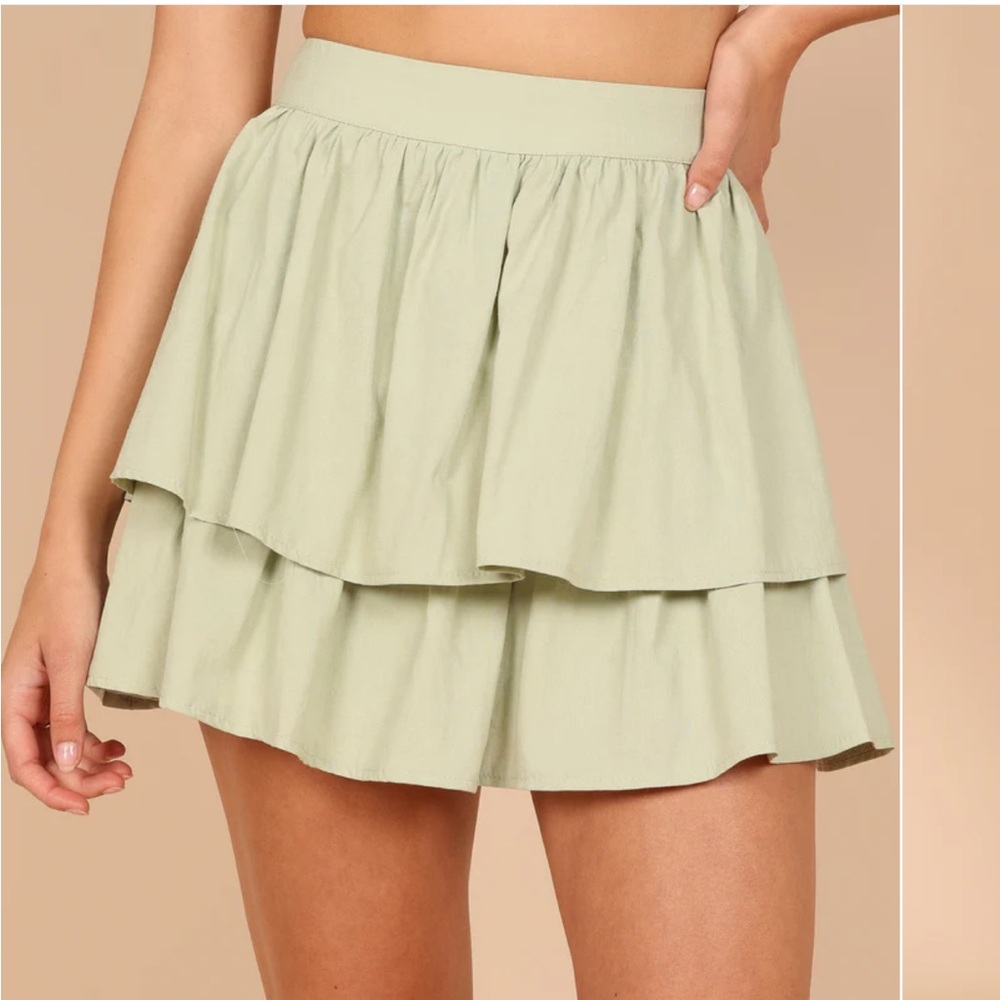 Petal & Pup Mini Skirt in Light Green